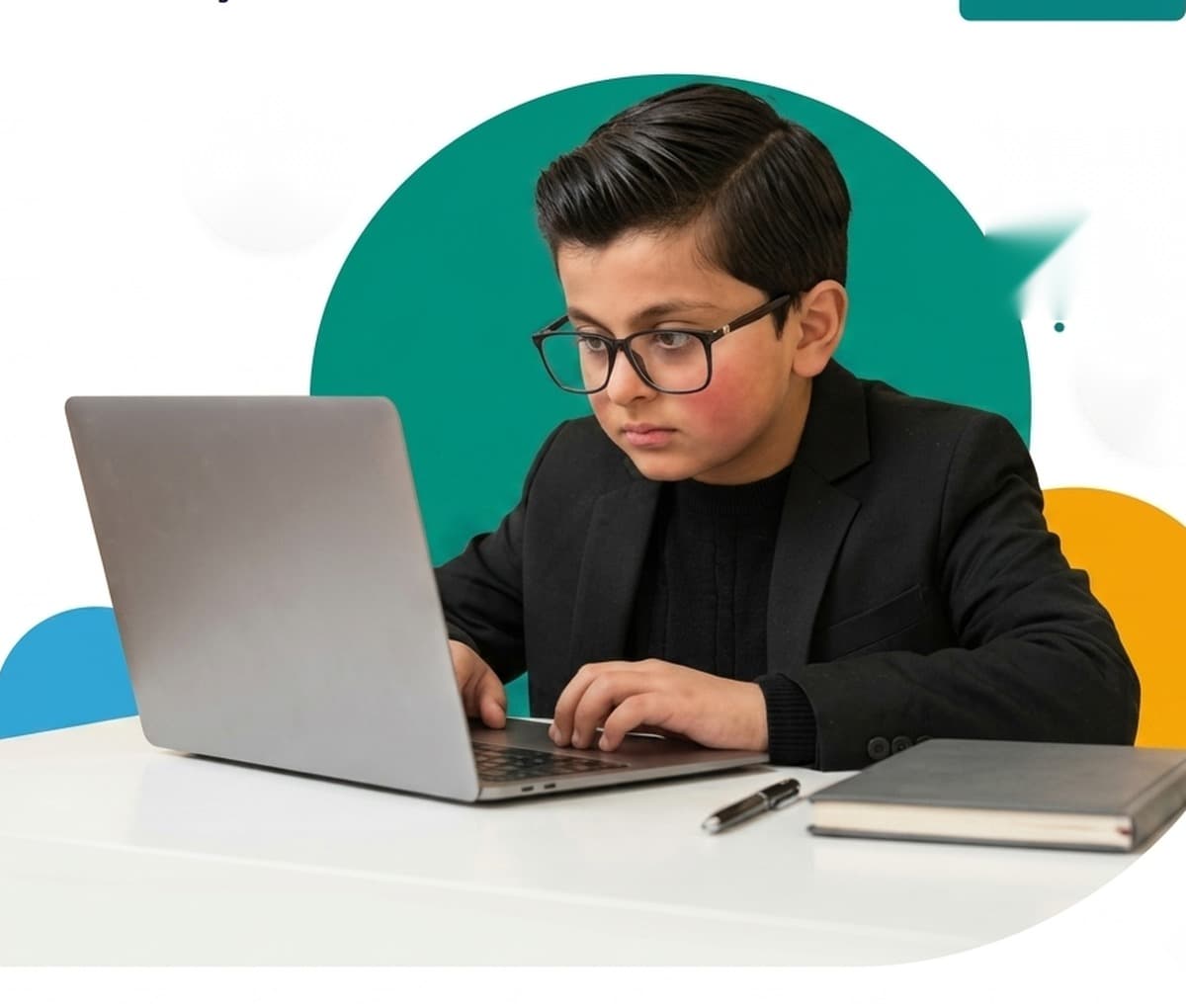 A BTX Educators student focused on his laptop during an online lesson